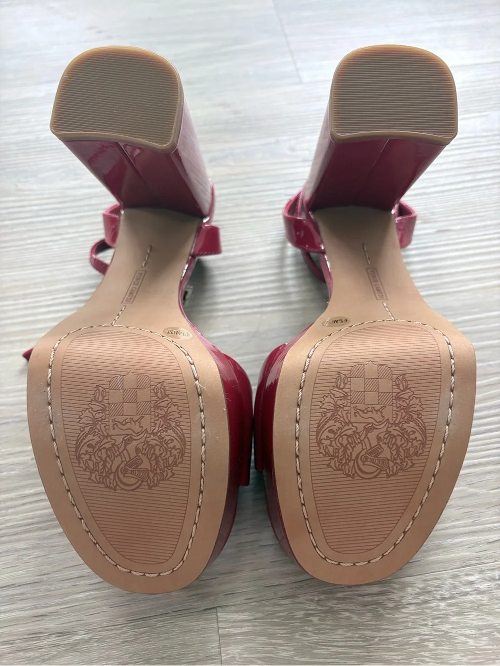 Vince Camuto Red Patent Platform Block-Heel Sandals